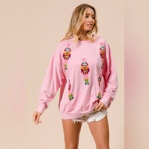 BiBi Sequin Nutcrackers Embroidery Christmas Sweatshirt🆕